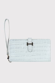 Zoozie Bags Croco Baby Blue Cartera de Mujer Piel PU Azul Bebé Elegante y Sofisticada 17cm x 1.5cm x 9cm
